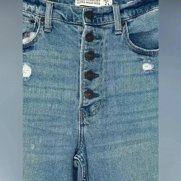 Abercrombie‎ & Fitch Ankle Straight Ultra High Rise Button Fly Jeans Sz 26 - Picture 3 of 11